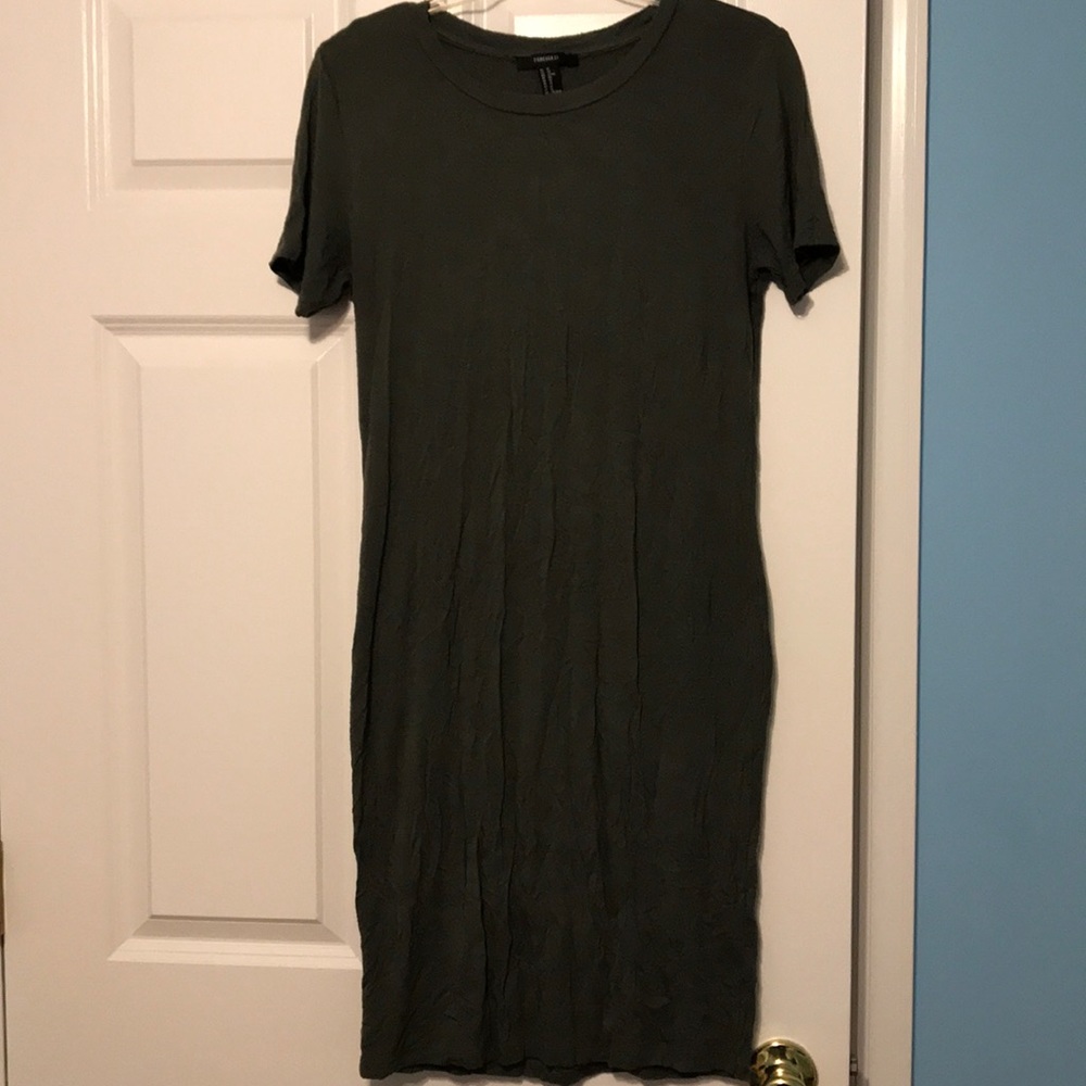 Olive green bodycon shirt dress